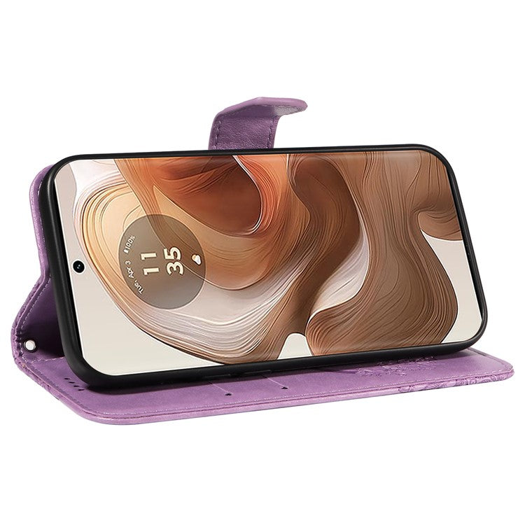 For Motorola Moto X50 Ultra 5G / Edge 50 Ultra 5G Case Butterfly PU Leather Phone Cover Folio Wallet - Light Purple