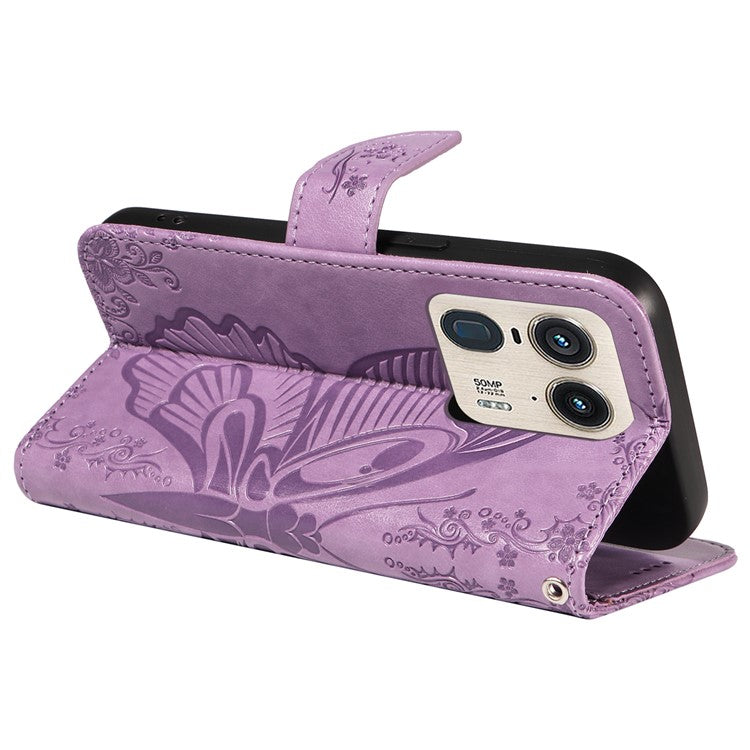 For Motorola Moto X50 Ultra 5G / Edge 50 Ultra 5G Case Butterfly PU Leather Phone Cover Folio Wallet - Light Purple