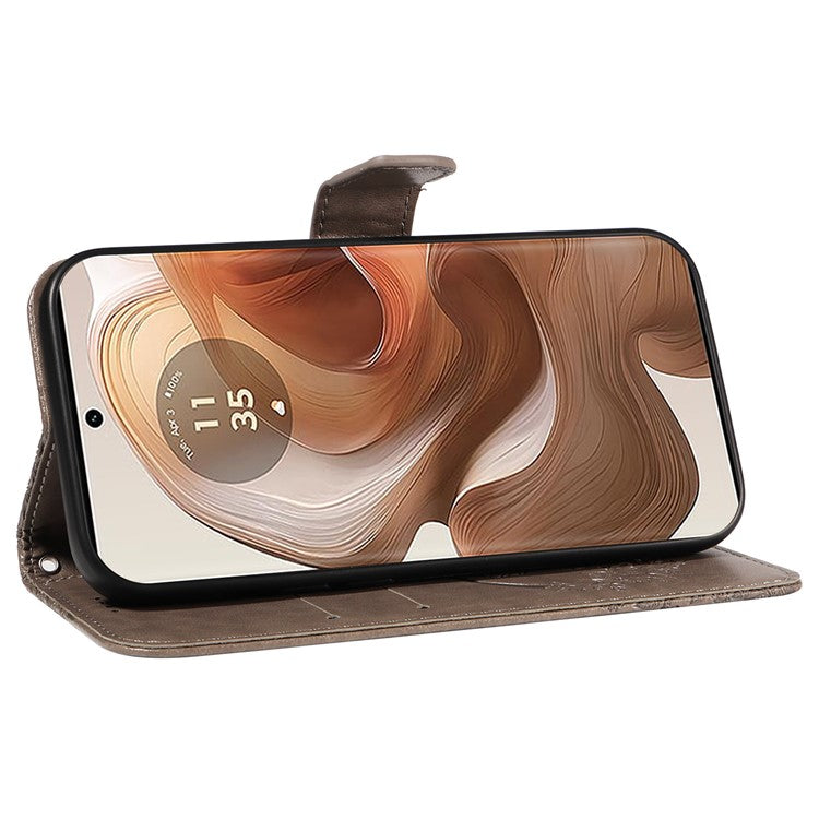 For Motorola Moto X50 Ultra 5G / Edge 50 Ultra 5G Case Butterfly PU Leather Phone Cover Folio Wallet - Grey