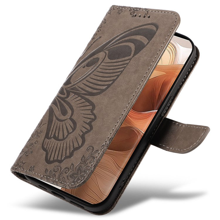 For Motorola Moto X50 Ultra 5G / Edge 50 Ultra 5G Case Butterfly PU Leather Phone Cover Folio Wallet - Grey