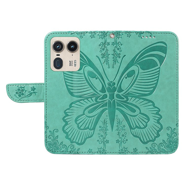 For Motorola Moto X50 Ultra 5G / Edge 50 Ultra 5G Case Butterfly PU Leather Phone Cover Folio Wallet - Green