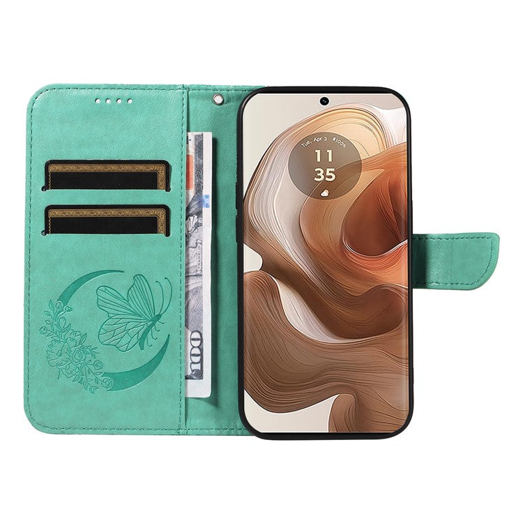 For Motorola Moto X50 Ultra 5G / Edge 50 Ultra 5G Case Butterfly PU Leather Phone Cover Folio Wallet - Green
