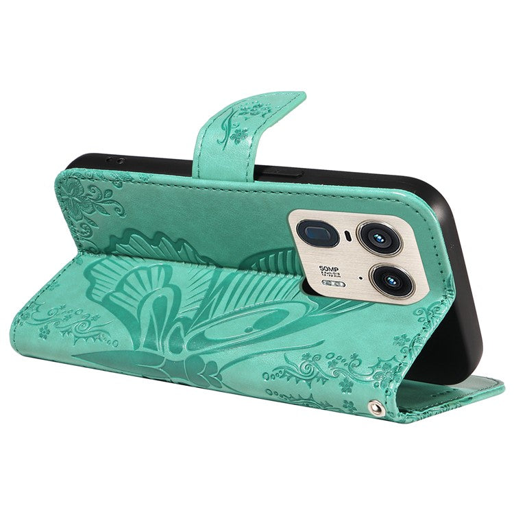 For Motorola Moto X50 Ultra 5G / Edge 50 Ultra 5G Case Butterfly PU Leather Phone Cover Folio Wallet - Green