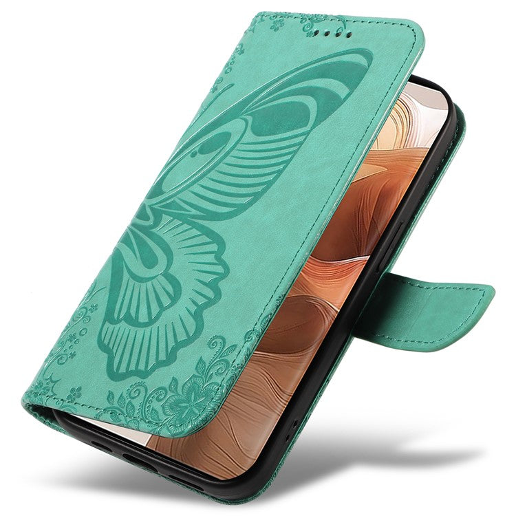 For Motorola Moto X50 Ultra 5G / Edge 50 Ultra 5G Case Butterfly PU Leather Phone Cover Folio Wallet - Green