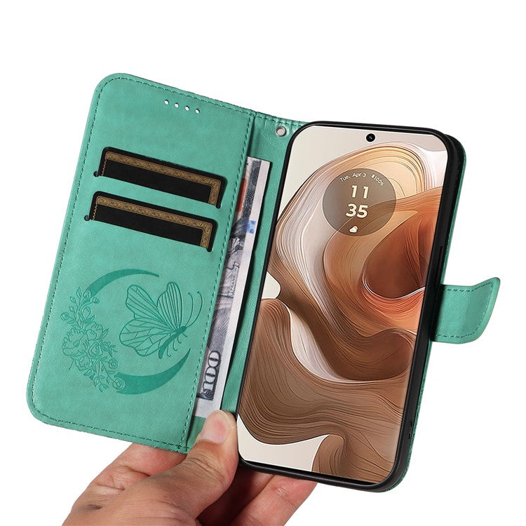 For Motorola Moto X50 Ultra 5G / Edge 50 Ultra 5G Case Butterfly PU Leather Phone Cover Folio Wallet - Green