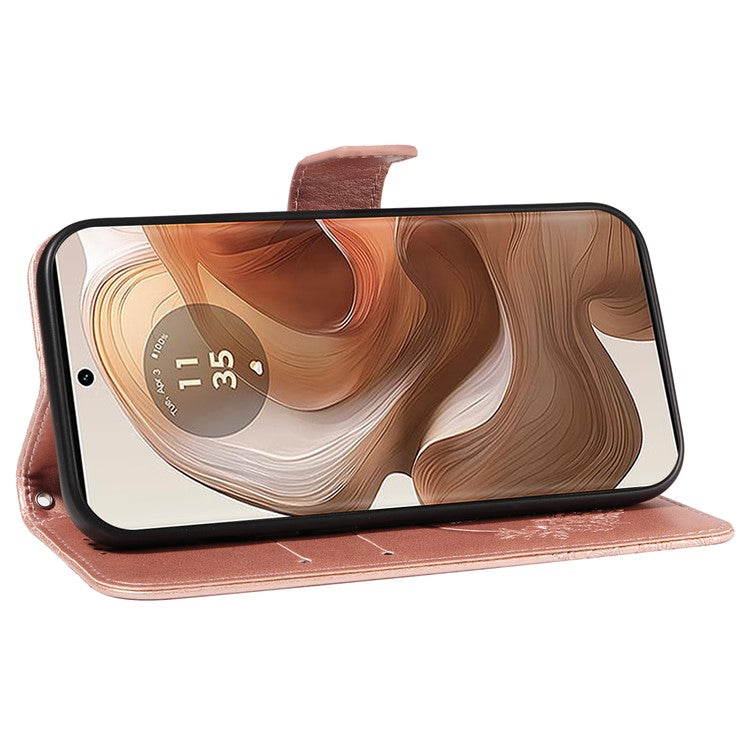 For Motorola Moto X50 Ultra 5G / Edge 50 Ultra 5G Case Butterfly PU Leather Phone Cover Folio Wallet - Rose Gold