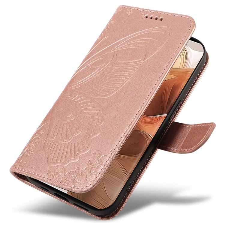 For Motorola Moto X50 Ultra 5G / Edge 50 Ultra 5G Case Butterfly PU Leather Phone Cover Folio Wallet - Rose Gold