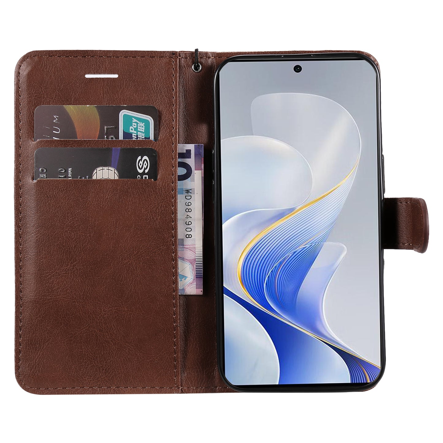 KT Leather Series-2 for vivo S19 5G / V40 5G Case Solid Color Wallet Phone Cover - Brown