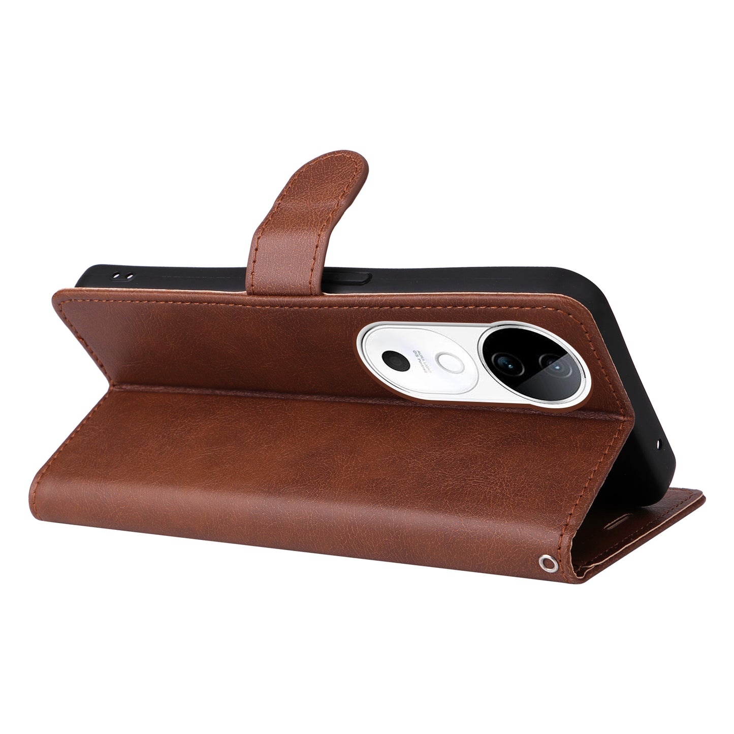 KT Leather Series-2 for vivo S19 5G / V40 5G Case Solid Color Wallet Phone Cover - Brown