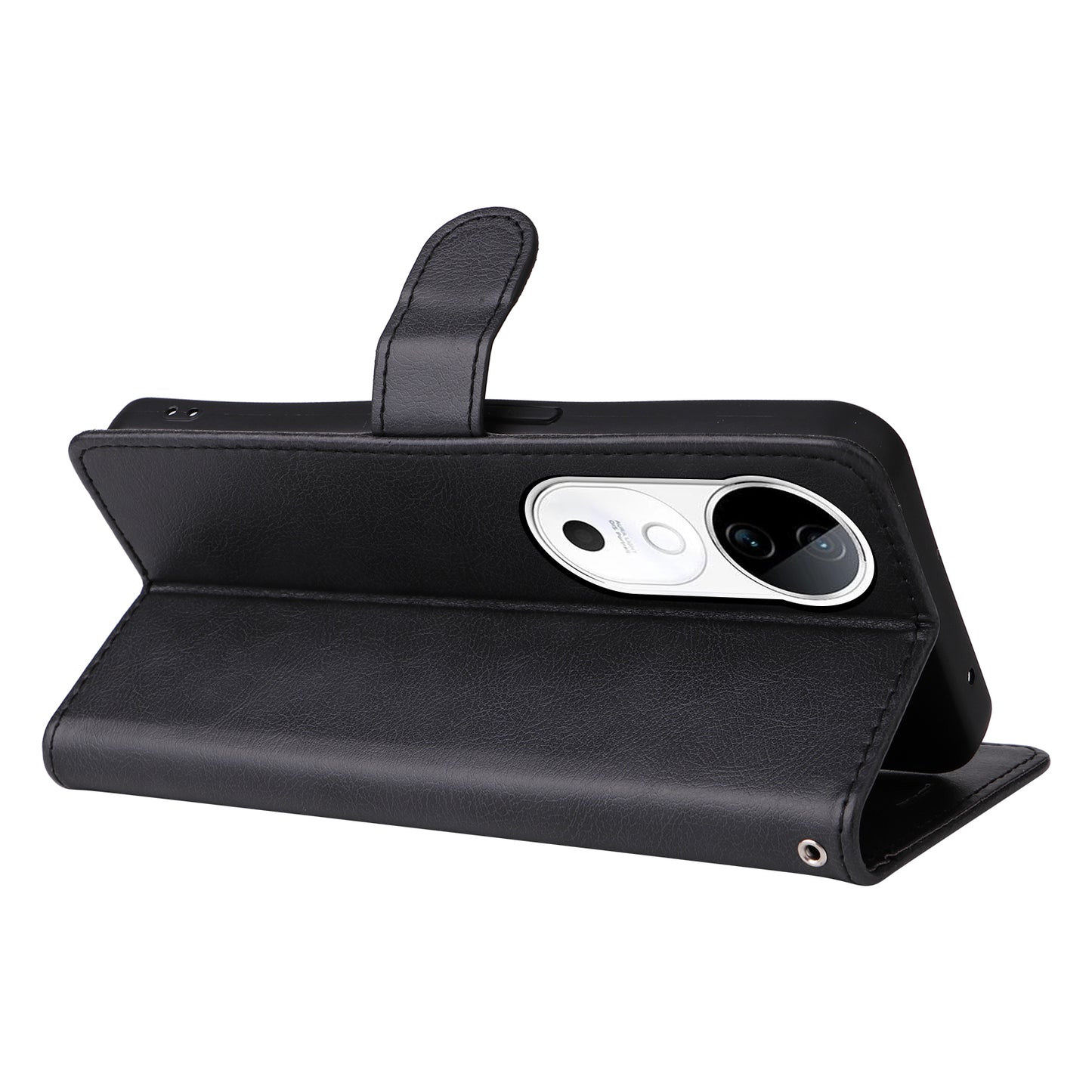 KT Leather Series-2 for vivo S19 5G / V40 5G Case Solid Color Wallet Phone Cover - Black