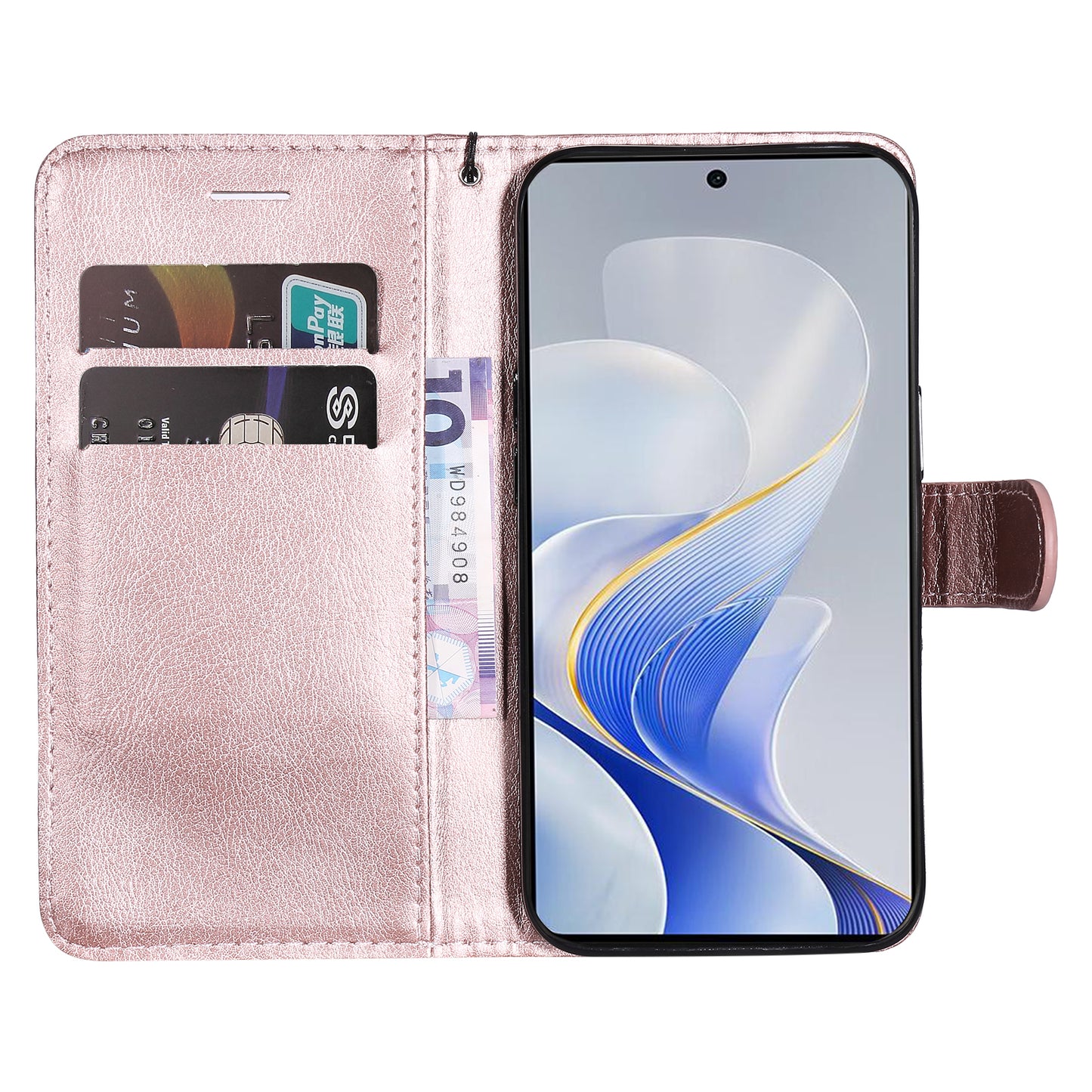 KT Leather Series-2 for vivo S19 5G / V40 5G Case Solid Color Wallet Phone Cover - Rose Gold