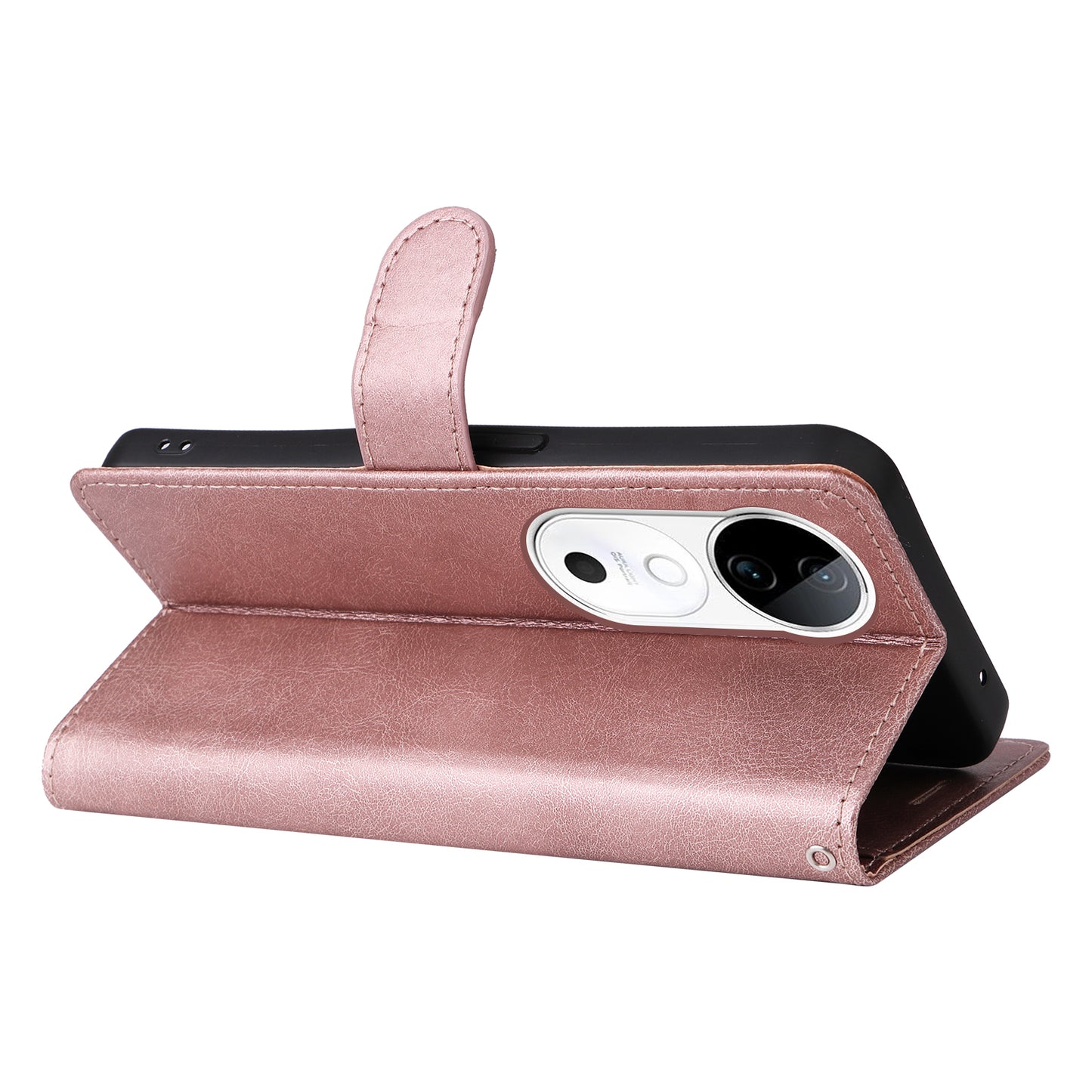 KT Leather Series-2 for vivo S19 5G / V40 5G Case Solid Color Wallet Phone Cover - Rose Gold