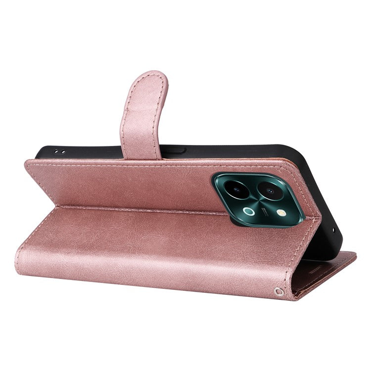 KT Leather Series-2 for vivo Y28 4G Case Leather Phone Cover Card Slots Magnetic Closure - Rose Gold