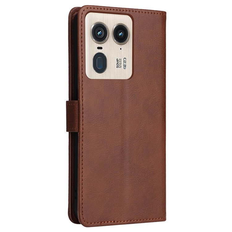 KT Leather Series-2 for Motorola Moto X50 Ultra 5G / Edge 50 Ultra 5G Case Wallet Solid Color Leather Phone Cover - Brown