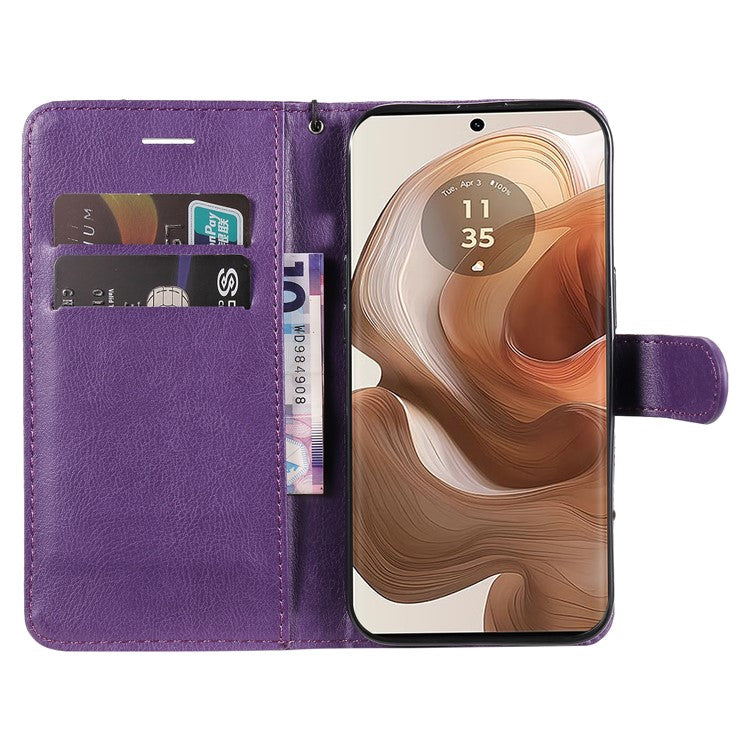 KT Leather Series-2 for Motorola Moto X50 Ultra 5G / Edge 50 Ultra 5G Case Wallet Solid Color Leather Phone Cover - Purple