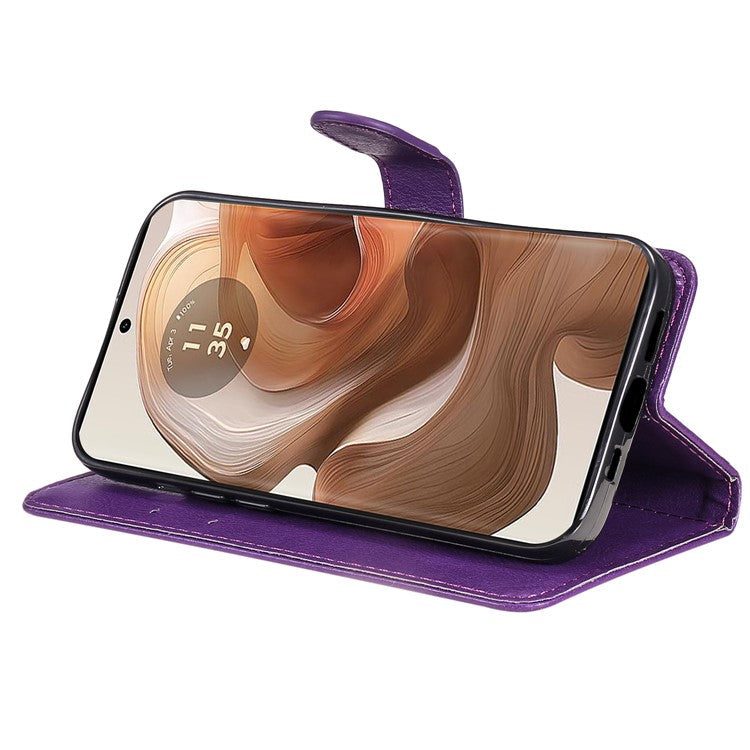 KT Leather Series-2 for Motorola Moto X50 Ultra 5G / Edge 50 Ultra 5G Case Wallet Solid Color Leather Phone Cover - Purple