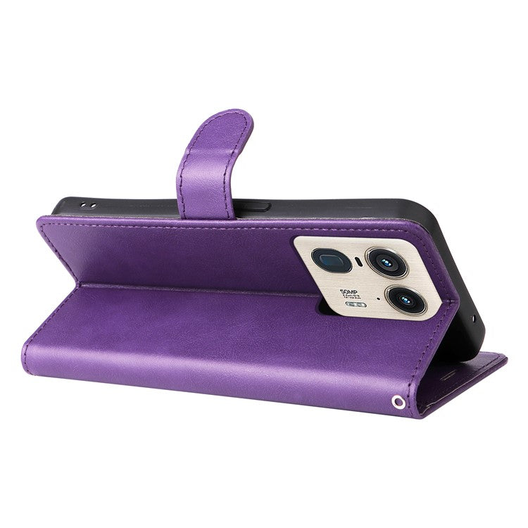 KT Leather Series-2 for Motorola Moto X50 Ultra 5G / Edge 50 Ultra 5G Case Wallet Solid Color Leather Phone Cover - Purple