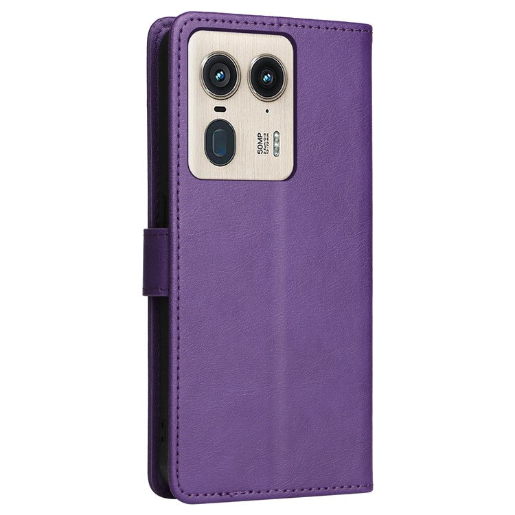 KT Leather Series-2 for Motorola Moto X50 Ultra 5G / Edge 50 Ultra 5G Case Wallet Solid Color Leather Phone Cover - Purple