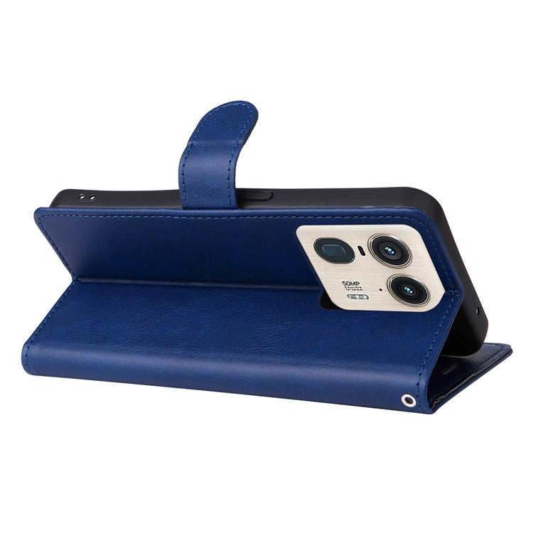 KT Leather Series-2 for Motorola Moto X50 Ultra 5G / Edge 50 Ultra 5G Case Wallet Solid Color Leather Phone Cover - Blue