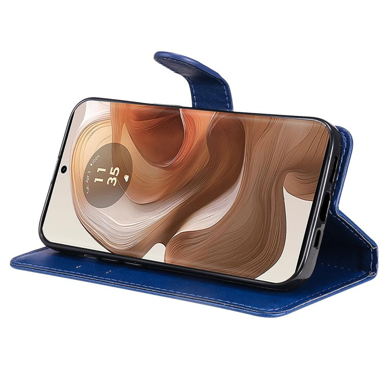 KT Leather Series-2 for Motorola Moto X50 Ultra 5G / Edge 50 Ultra 5G Case Wallet Solid Color Leather Phone Cover - Blue