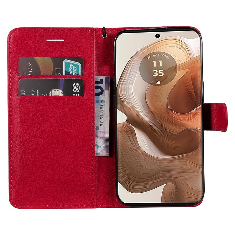 KT Leather Series-2 for Motorola Moto X50 Ultra 5G / Edge 50 Ultra 5G Case Wallet Solid Color Leather Phone Cover - Red