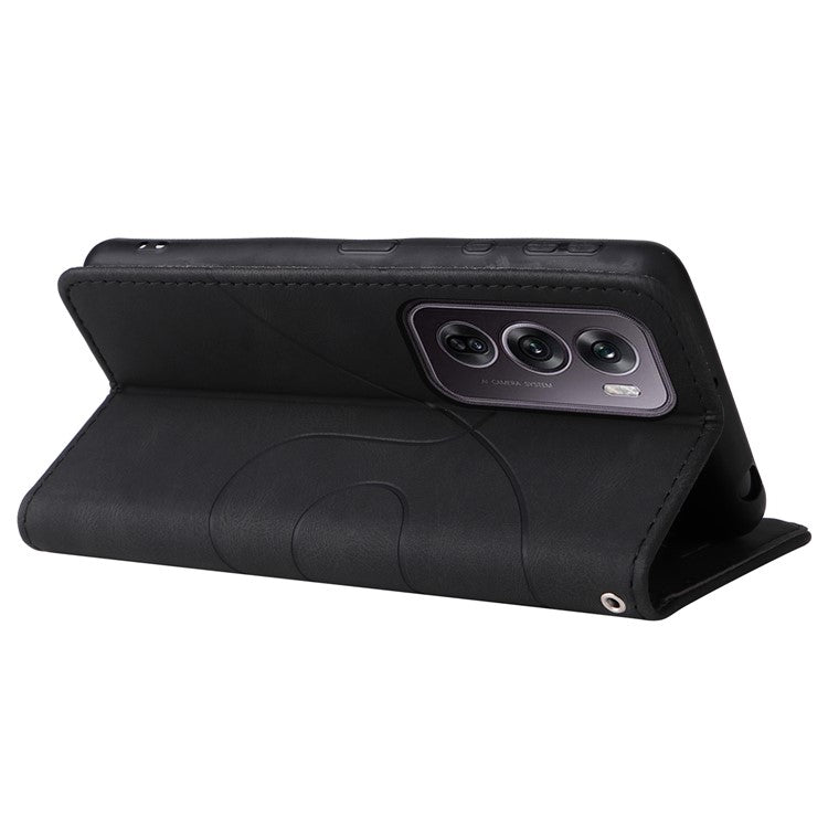 KT Leather Series-1 For Oppo Reno12 Pro 5G (Global) / Reno12 Pro 5G (China) Color Splicing Leather Phone Cover - Black