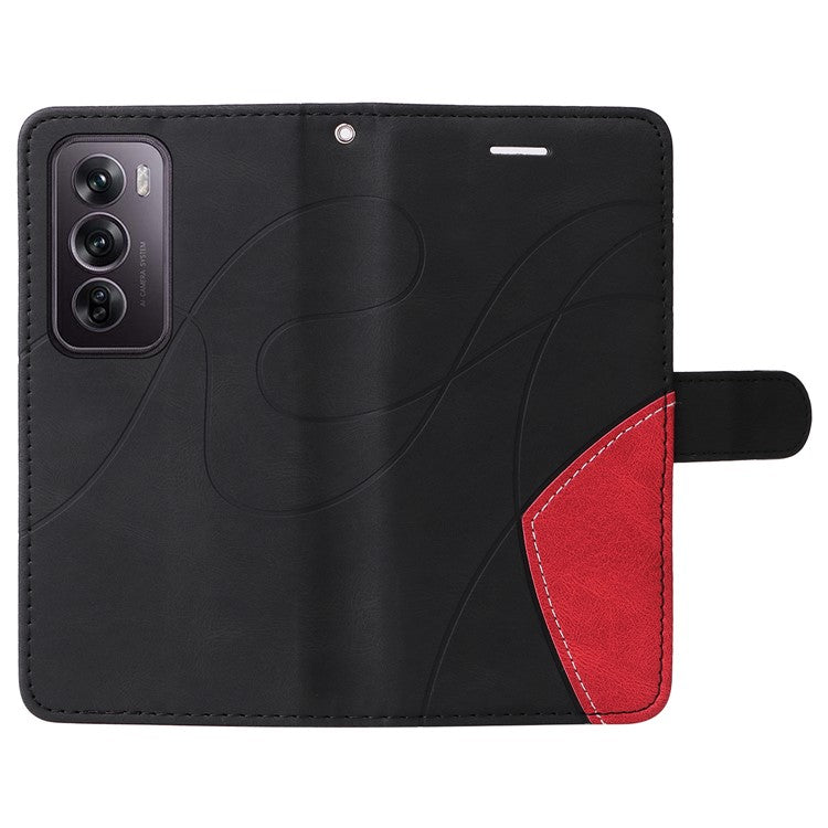 KT Leather Series-1 For Oppo Reno12 Pro 5G (Global) / Reno12 Pro 5G (China) Color Splicing Leather Phone Cover - Black
