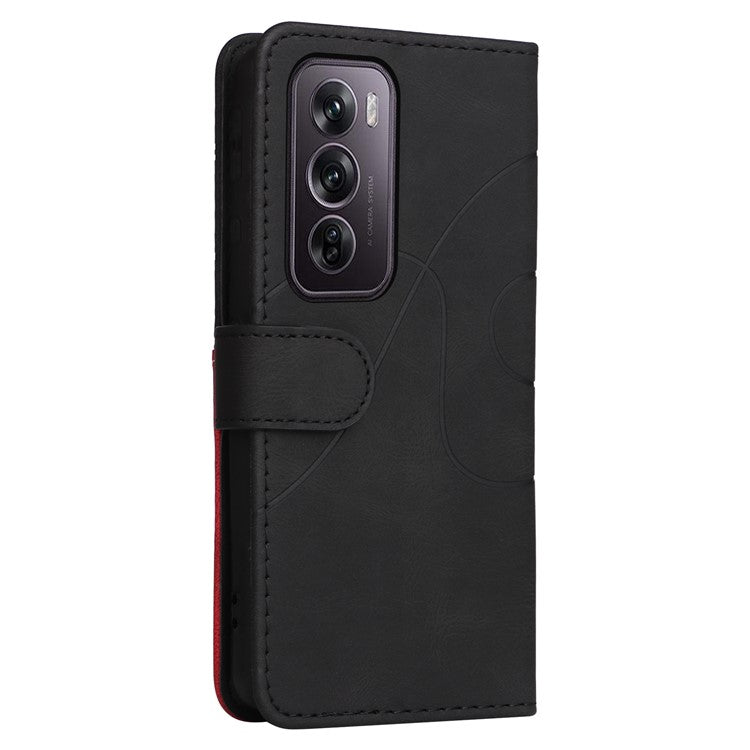 KT Leather Series-1 For Oppo Reno12 Pro 5G (Global) / Reno12 Pro 5G (China) Color Splicing Leather Phone Cover - Black