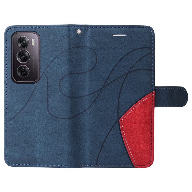 KT Leather Series-1 For Oppo Reno12 Pro 5G (Global) / Reno12 Pro 5G (China) Color Splicing Leather Phone Cover - Blue