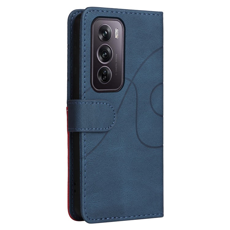 KT Leather Series-1 For Oppo Reno12 Pro 5G (Global) / Reno12 Pro 5G (China) Color Splicing Leather Phone Cover - Blue
