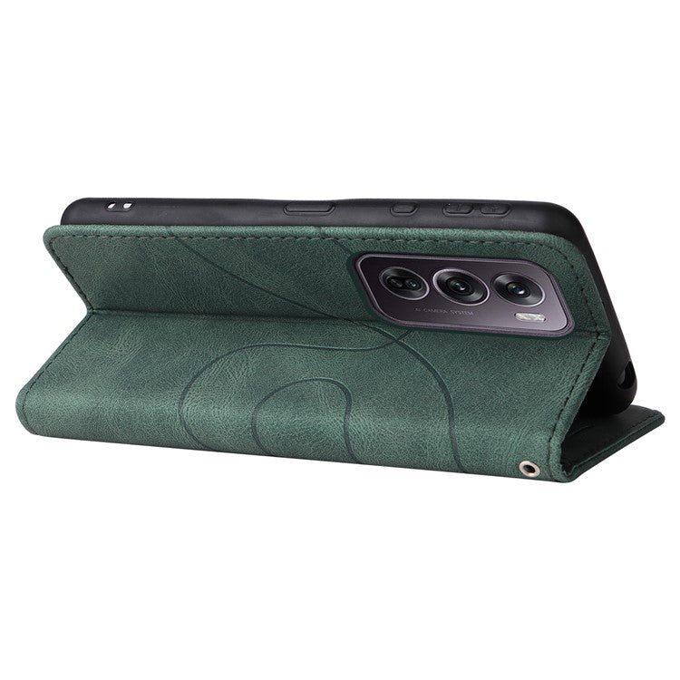 KT Leather Series-1 For Oppo Reno12 Pro 5G (Global) / Reno12 Pro 5G (China) Color Splicing Leather Phone Cover - Green