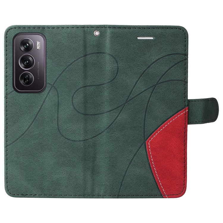KT Leather Series-1 For Oppo Reno12 Pro 5G (Global) / Reno12 Pro 5G (China) Color Splicing Leather Phone Cover - Green