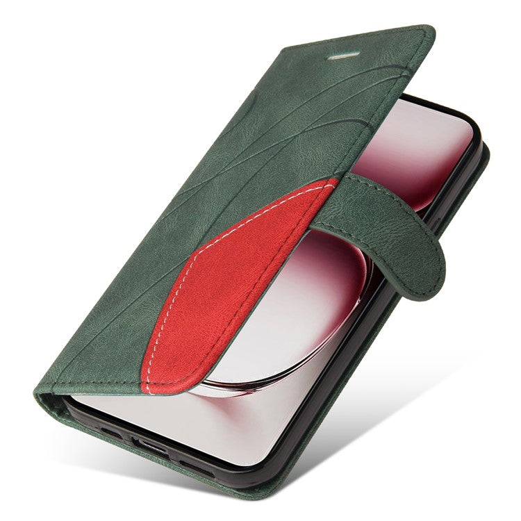 KT Leather Series-1 For Oppo Reno12 Pro 5G (Global) / Reno12 Pro 5G (China) Color Splicing Leather Phone Cover - Green