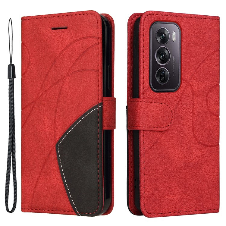 KT Leather Series-1 For Oppo Reno12 Pro 5G (Global) / Reno12 Pro 5G (China) Color Splicing Leather Phone Cover - Red
