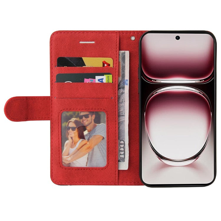 KT Leather Series-1 For Oppo Reno12 Pro 5G (Global) / Reno12 Pro 5G (China) Color Splicing Leather Phone Cover - Red