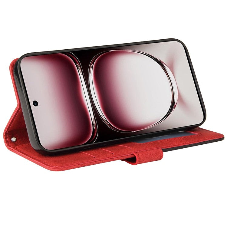 KT Leather Series-1 For Oppo Reno12 Pro 5G (Global) / Reno12 Pro 5G (China) Color Splicing Leather Phone Cover - Red