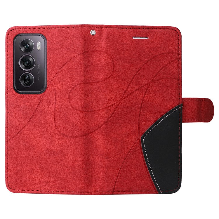 KT Leather Series-1 For Oppo Reno12 Pro 5G (Global) / Reno12 Pro 5G (China) Color Splicing Leather Phone Cover - Red
