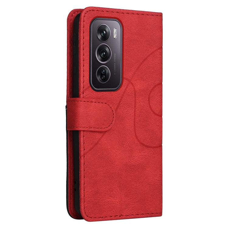 KT Leather Series-1 For Oppo Reno12 Pro 5G (Global) / Reno12 Pro 5G (China) Color Splicing Leather Phone Cover - Red