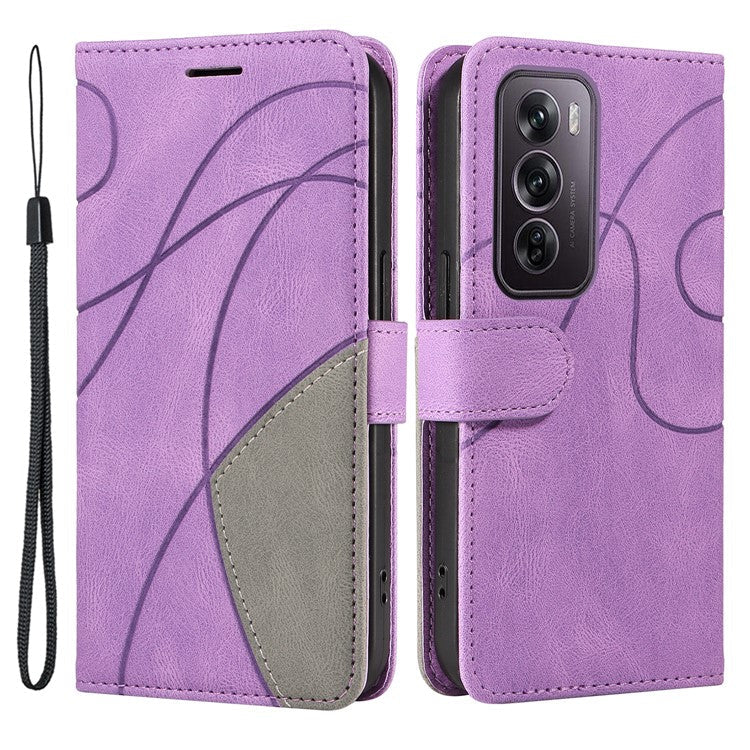 KT Leather Series-1 For Oppo Reno12 Pro 5G (Global) / Reno12 Pro 5G (China) Color Splicing Leather Phone Cover - Light Purple