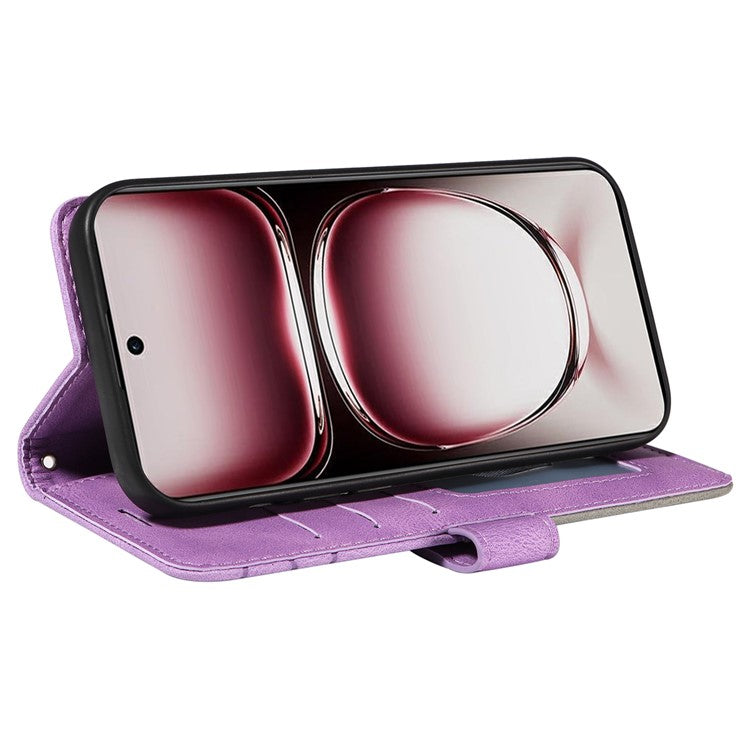 KT Leather Series-1 For Oppo Reno12 Pro 5G (Global) / Reno12 Pro 5G (China) Color Splicing Leather Phone Cover - Light Purple