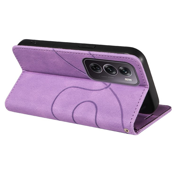 KT Leather Series-1 For Oppo Reno12 Pro 5G (Global) / Reno12 Pro 5G (China) Color Splicing Leather Phone Cover - Light Purple