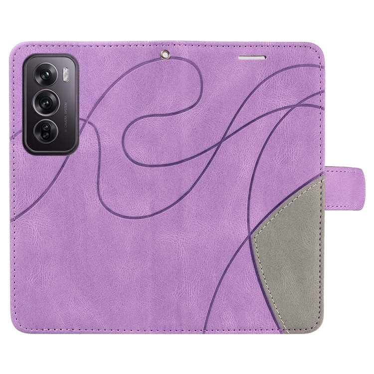 KT Leather Series-1 For Oppo Reno12 Pro 5G (Global) / Reno12 Pro 5G (China) Color Splicing Leather Phone Cover - Light Purple