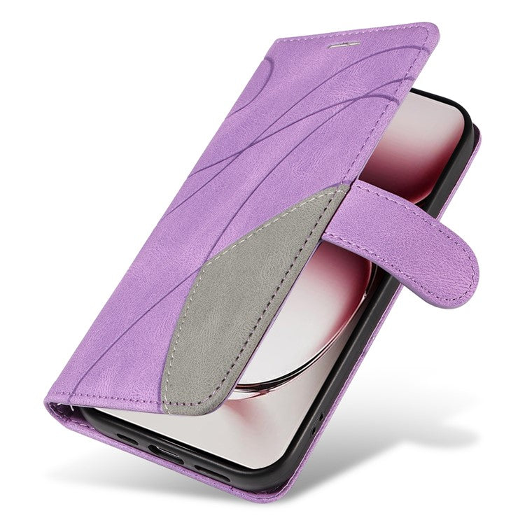 KT Leather Series-1 For Oppo Reno12 Pro 5G (Global) / Reno12 Pro 5G (China) Color Splicing Leather Phone Cover - Light Purple