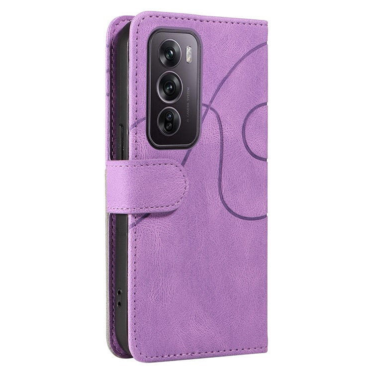 KT Leather Series-1 For Oppo Reno12 Pro 5G (Global) / Reno12 Pro 5G (China) Color Splicing Leather Phone Cover - Light Purple