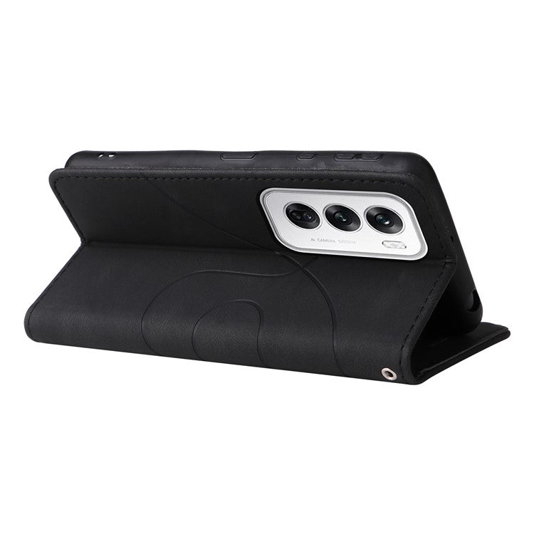 KT Leather Series-1 For Oppo Reno12 5G (Global) Color Splicing Wallet Case Leather Phone Cover - Black