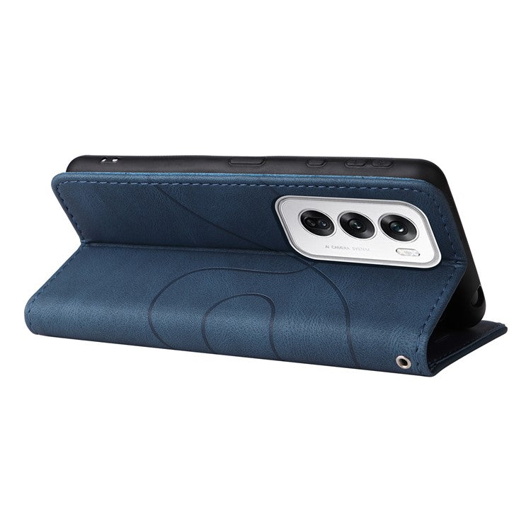 KT Leather Series-1 For Oppo Reno12 5G (Global) Color Splicing Wallet Case Leather Phone Cover - Blue