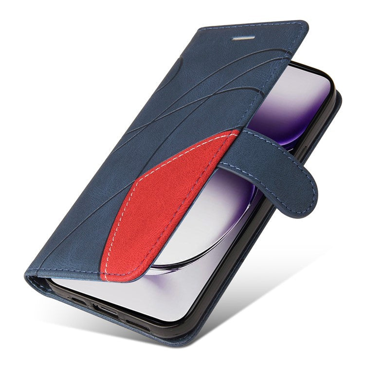KT Leather Series-1 For Oppo Reno12 5G (Global) Color Splicing Wallet Case Leather Phone Cover - Blue