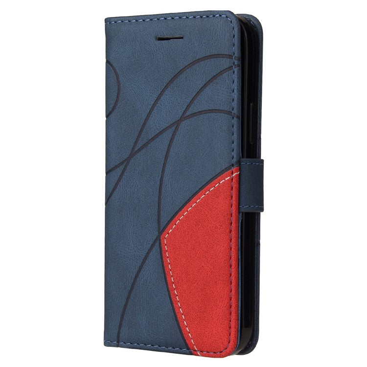 KT Leather Series-1 For Oppo Reno12 5G (Global) Color Splicing Wallet Case Leather Phone Cover - Blue