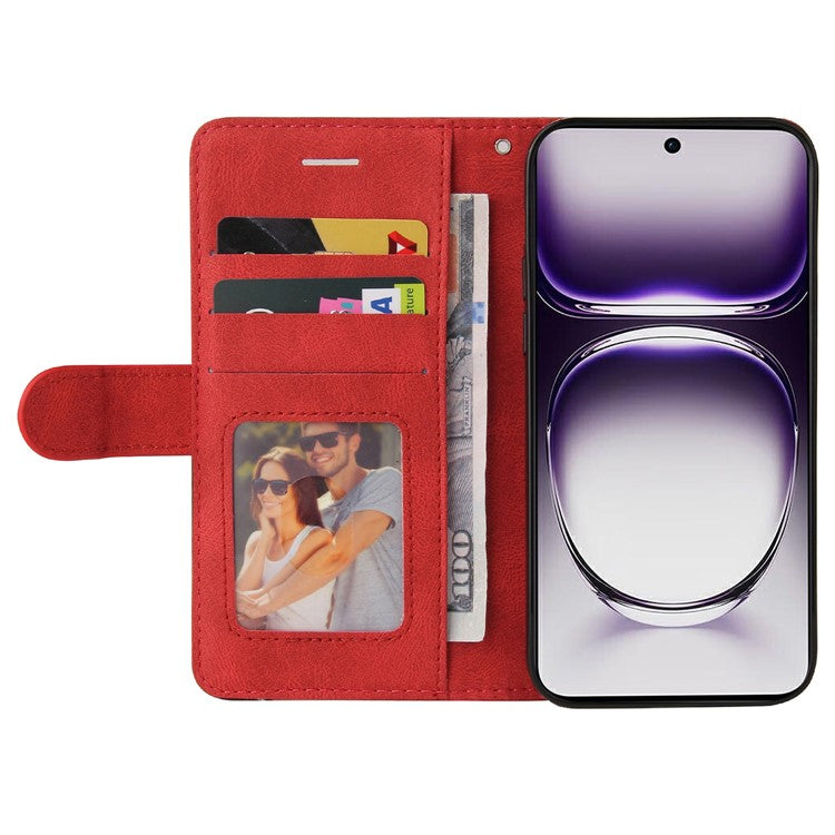 KT Leather Series-1 For Oppo Reno12 5G (Global) Color Splicing Wallet Case Leather Phone Cover - Red