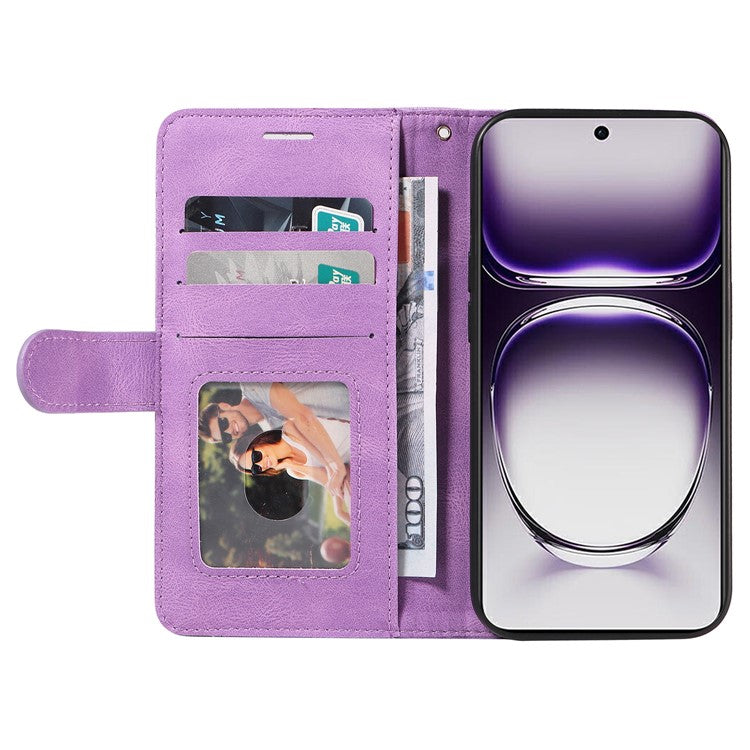 KT Leather Series-1 For Oppo Reno12 5G (Global) Color Splicing Wallet Case Leather Phone Cover - Light Purple